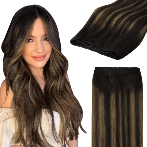Extension Cortina De Pelo Humano Real 35cm 80g Marron Nuez