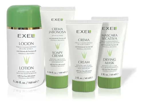 Kit Combo Rutina Completa Piel Grasa Acne Exel Crema Locion