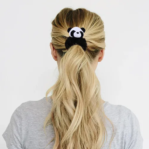 2 Cintas Para El Pelo Con Pompones Y Coleteros De Panda, =