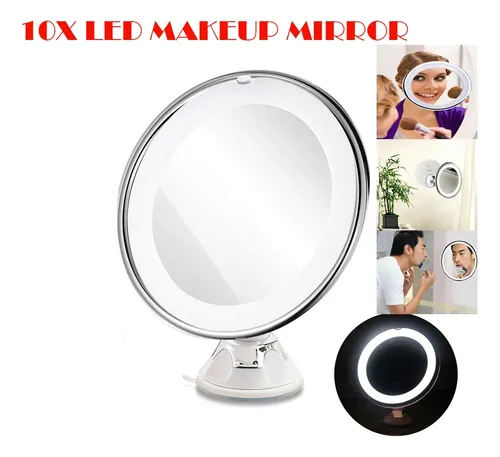 Espejo De Maquillaje Redondo De Sobremesa Led Con Aumento De