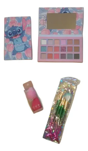 Kit Maquillaje Stitch Capibara Paleta 18 Colores 4 Pinceles
