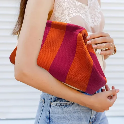 Bolsa De Maquillaje Portatil A Rayas,bolsa De Viaje//2026