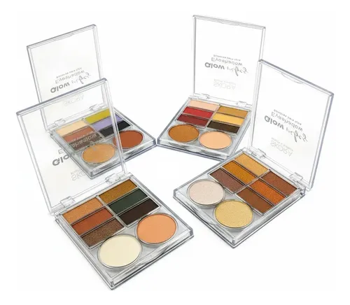 Set 4 Paletas Sombras Para Ojos Brillantes Glow Vibes Skora