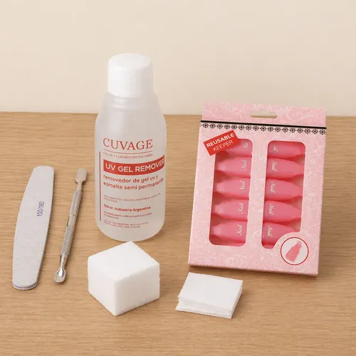 Kit Removedor Uv Esmalte Semipermanentes Broches Wipes Gel