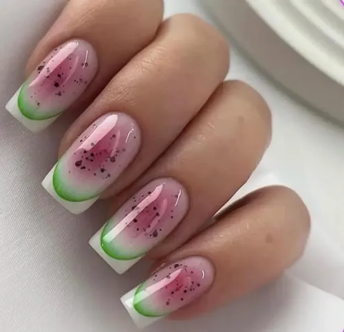 Sticker Uñas Modelo Francesita Punta Plateada Autoadhesivos Defradee Rojo Punta Plata