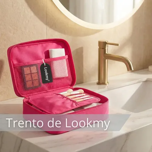 Neceser Portacosmético Lookmy Rosa | necessaire organizador de viaje | bolso neceser impermeable | porta maquillaje | organizador cosméticos | Neceser mujer y hombre lavable y resistente