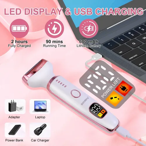 Depiladora Eléctrica Recargable 4 En 1 Para Mujer Rosa