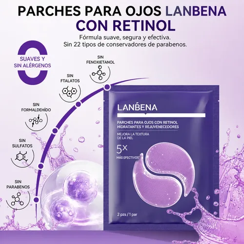 Lanbena Parches Ojos Retinol Rejuvenecedores X 14 Unidades