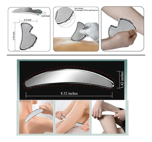 Kit 6 En 1 Gua Sha Acero Inoxidable Para Masajes