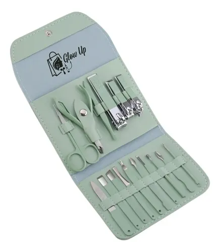 Kit Manicura Pedicura 16p Acero Inoxidable Estuche Portátil