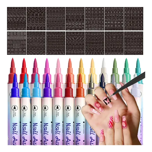 Set 24 Colores Para Uñas Con Plantillas Y Pinceles Diy
