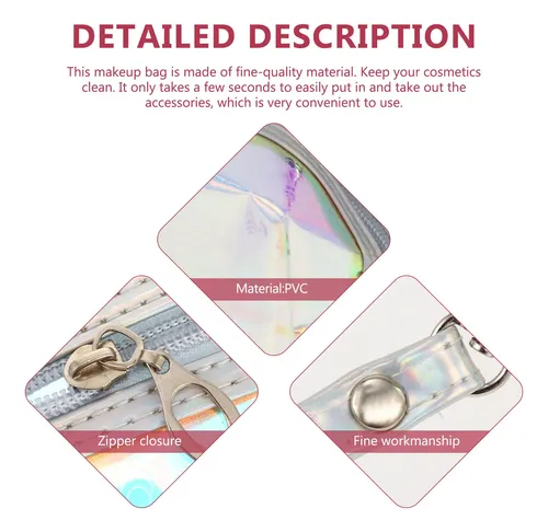 Multi Color Pvc Makeup Bag For Storage Use Outdoor Cosmetic Holographic / Iridescent Solid / Holographic