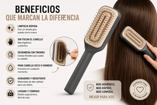 Cepillo Peine Para Cabello Pelo Desenredante Autolimpiante