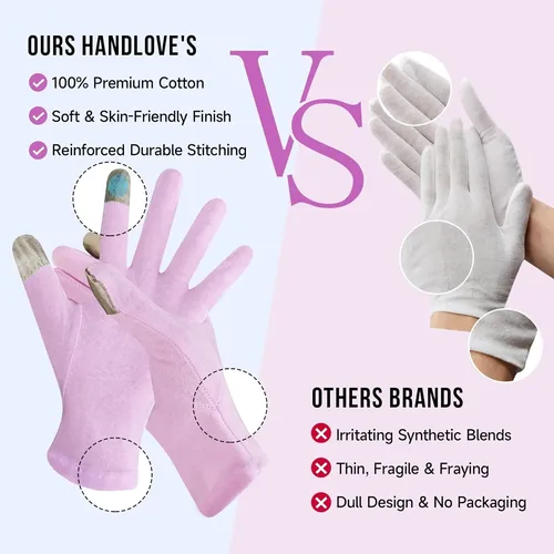 Guantes Algodón Morados Hidratantes Para Manos Secas 2 Pare