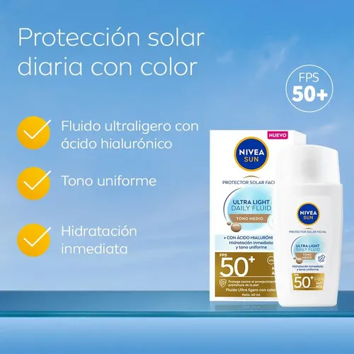 Nivea Sun Fps 50 Facial Utra Light Tono Medio