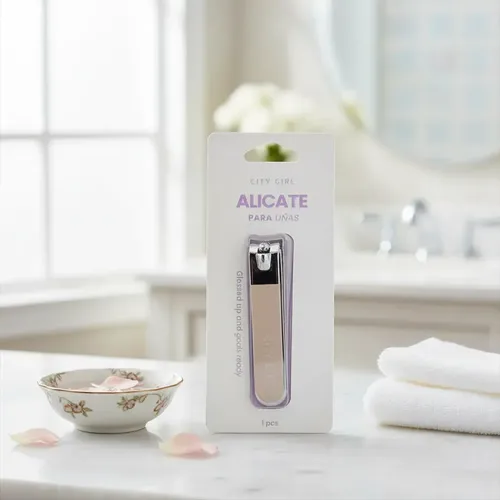 Alicate Cortauñas Acero Inoxidable City Girl Nail Care Rosa Claro