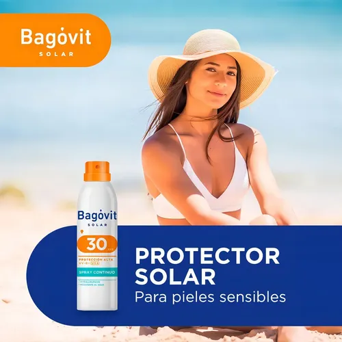 Protector Solar en Spray Continuo Bagóvit Solar FPS 30 por 170 gr