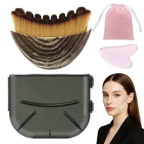 Nuevo Set De Brochas Faciales Y Gua Sha Para Contorno Linfát