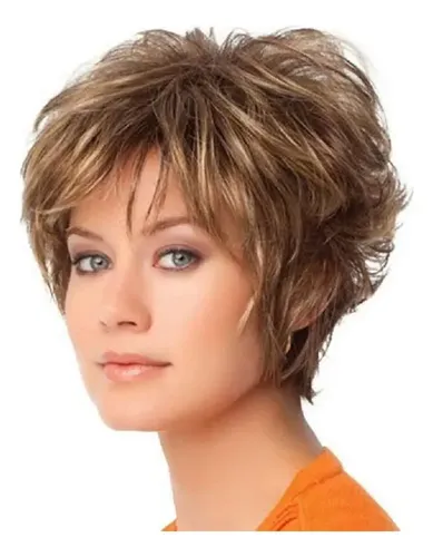 Peluca De Pelo Corto Con Degradado Para Mujer