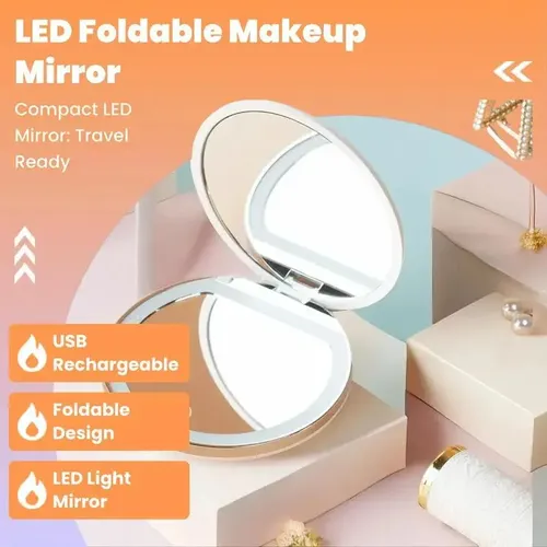 Maquillaje Portátil Plegable Con Luz Led, Bolsillo L