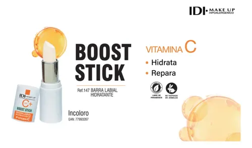 Idi Make Up Boost Stick Barra Labial Hidratante Vitamina C Color Incoloro