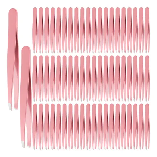 Pinzas Para Cejas Lasnten, 64 Piezas, Punta Biselada, Acero