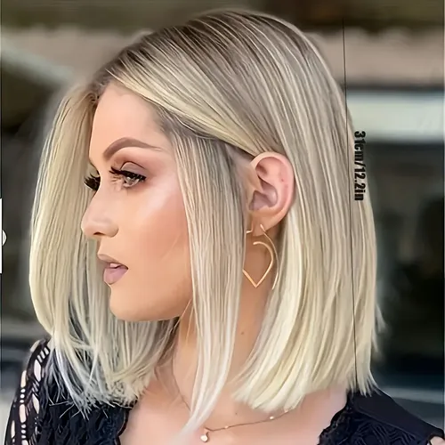 Peluca Corta Rubia Platinada Elegante Para Mujer