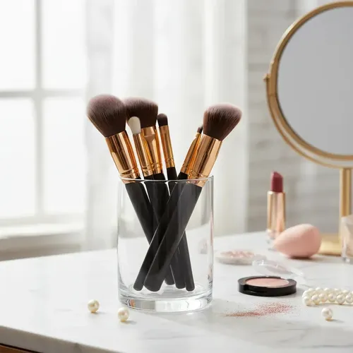 Set de Brochas para Maquillaje Love & Home, con 8 Pinceles Profesionales para Rostro y Ojos