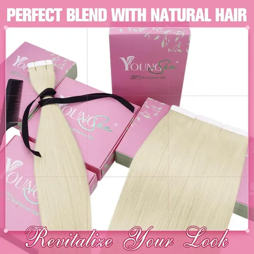Extensiones De Pelo Con Cinta Youngsee 22 In Rubio Platino