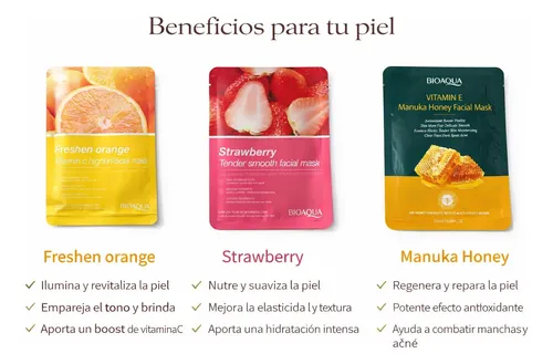 Mascarilla Facial Bioaqua Vitamina C E Beauty 12g X3u