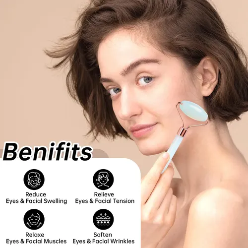 Olaemuo Opal Gua Sha Y Rodillo Facial, Piedra Gua-sha De Jad
