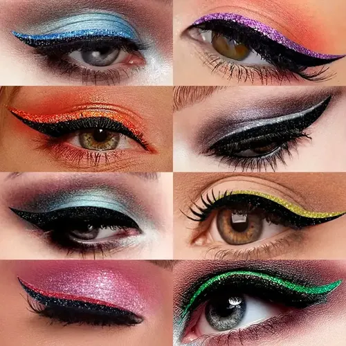 Sticker Adhesivo Delineador Glitter Eyeliner 4 Pares