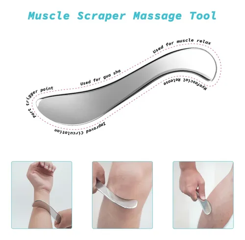 Herramienta Raspadora Muscular Gua Sha, 2 En 1, De Acero Ino