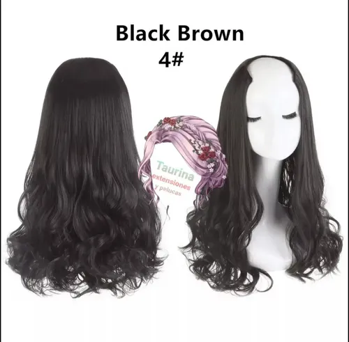 Cortina De Cabello Orgánica Tipo A Importadas Color Castaño Oscuro Ondulado