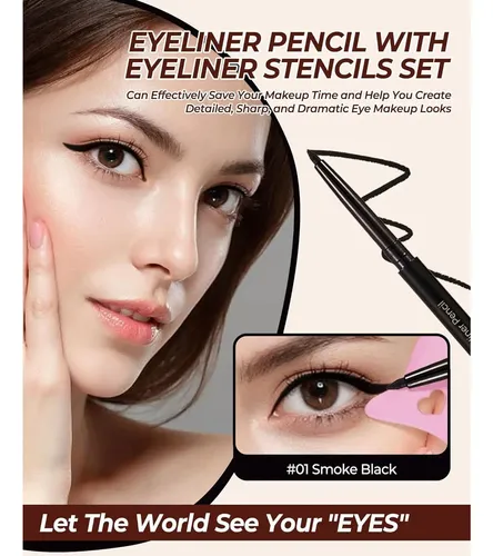 Lápiz De Eyeliner Negro Retráctil Sumeitang Con Plantilla