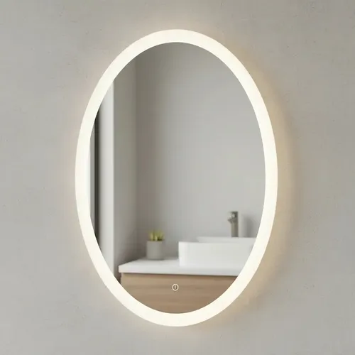 Espejo 8 Con Luz Led Touch 20w Oval Deco Baño Moderno Sin Marco