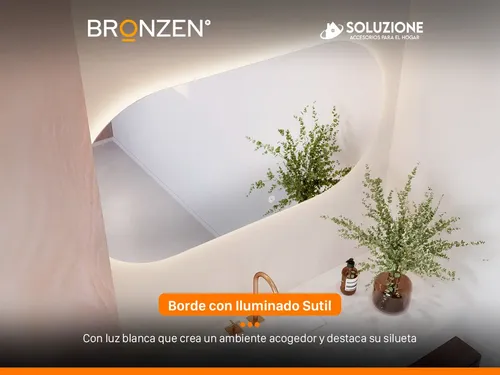 Espejo Premium Horizontal Ovalado Luz Led Trasera 100 X 60cm