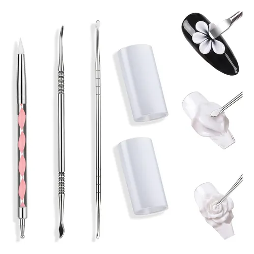 Set 5 Herramientas Esculpir Uñas 3d Gel Manicura Profesiona