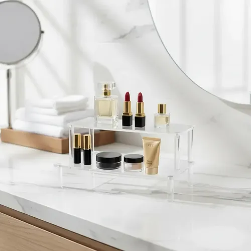 Exhibidor Acrílico 2 Pisos Organizador Maquillaje Baño