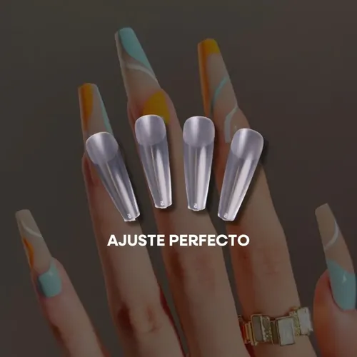 Uñas Tips Soft Gel Coffin Prelimadas Matte X504 Pcs Mely