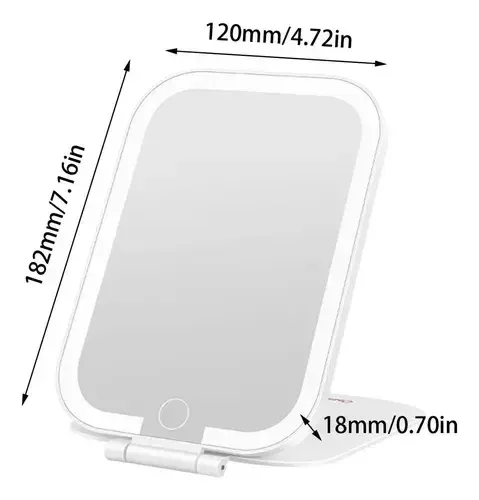 Espejo Maquillaje LED Táctil Recargable 3 Modos con Estuche Blanco