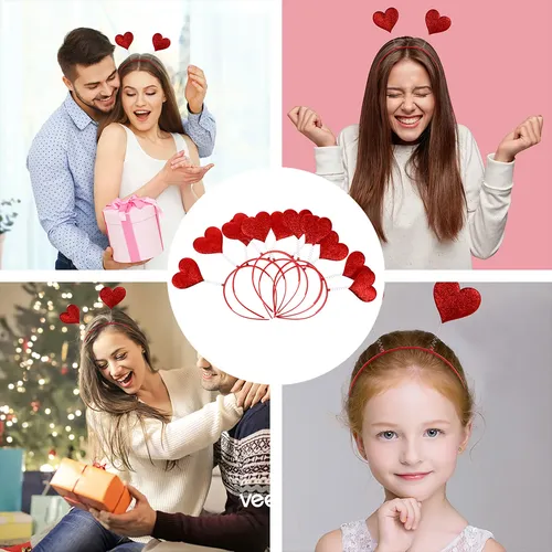 6pcs Diadema Corazón San Valentín Accesorios De Pelo Fiesta