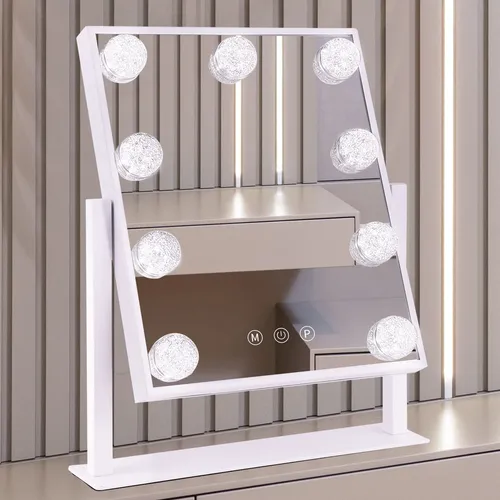 Espejo De Maquillaje Bwllni Con Luces Led 9 Bombillas Blanco