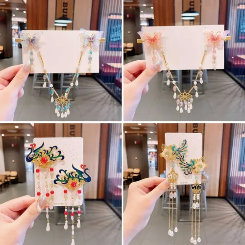 Pinza De Pelo Con Borlas Para Niños, Disfraz Chino De &ai