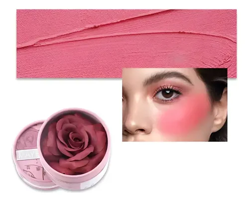 Flower Blush Rubor 3d Con Pétalos De Rosa Polvo Compacto 3.5 Tono Del Maquillaje 02