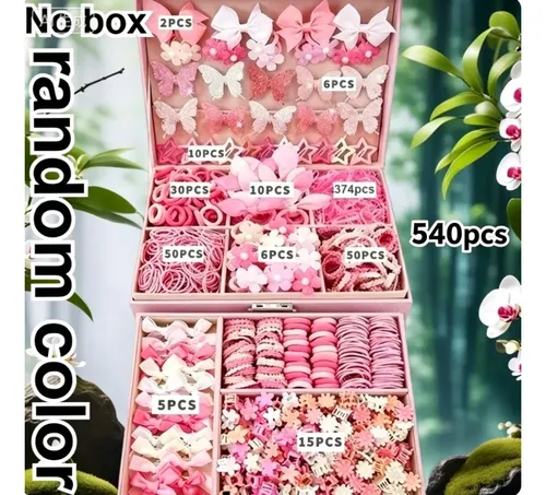 Set 540 Accesorios De Cabello Para Niñas, Ligas Y Pinzas