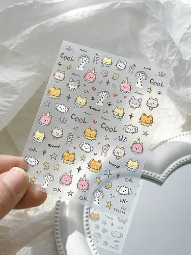 Pegatinas Planas De Uñas Con Gatito Lindo