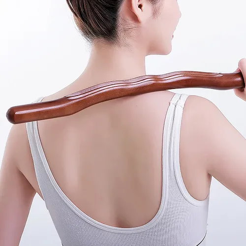 Palo Gua Sha De Madera, Doble Hilera, 20 Cuentas, Con Punta