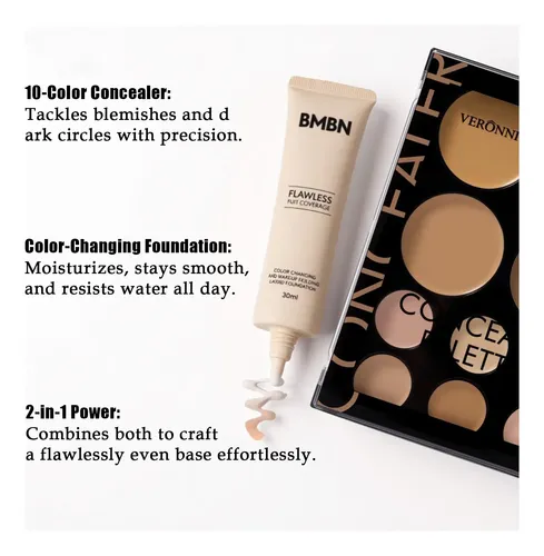Kit 2 Base De Maquillaje Líquido Y Paleta De Correctores
