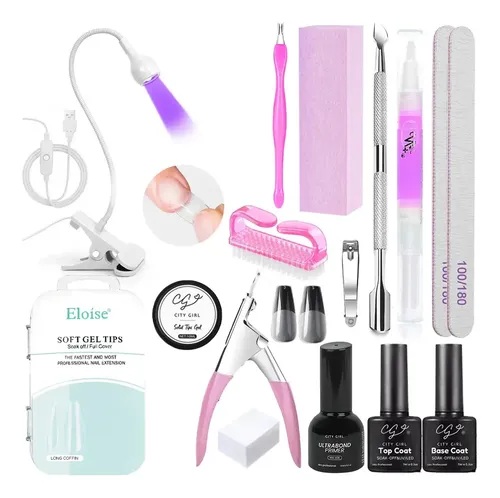 Kit Manicura Uñas Soft Gel Set Completo Esmaltado Lampara Uv